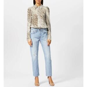 See By Chloé Women's Zebra Striped Blouse - White Brown